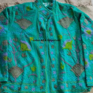 Veste en coton indien Suzani fait à la main Veste courte brodée à la main Manteau unisexe Veste courte Suzani faite à la main - Product Image 5