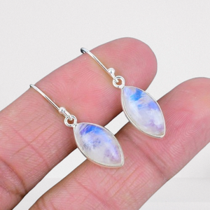 Pendientes Regalo Dar para Blue Fire Gemstone Pendientes Joyería 925 Plata de ley sólida Spinner Moonstone Perfect Women's Dangle - Product Image 1