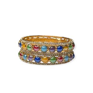 Bracelets en or plaqué or multicolores les plus vendus avec des perles d'imitation et des cristaux, bijoux tendance pour anniversaire - Product Image 3