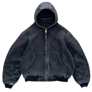 Meilleur service OEM Fabricant de logo personnalisé 100% coton Sweats à capuche lourds pour hommes Acid Washed Distressed Zipper Hoodie à vendre - Product Image 2