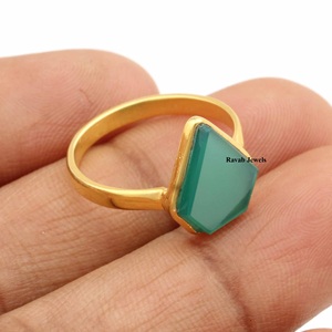 Wholesale Custom 925 Sterling Silver Eternity Vermeil <b>Ring</b> Natural Green Onyx 18K Bezel <b>Rhodium</b> Plating Fine <b>Rings</b> for Party - Product Image 3