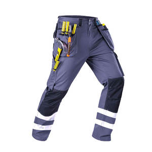 OEM Service <b>Black</b> and Orange Color <b>Men</b> <b>Work</b> Wear Cargo <b>Pants</b> With Reflective Tape Construction Safety <b>Pants</b> - Product Image 1