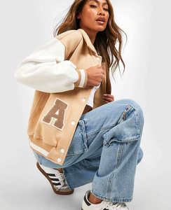 Veste universitaire en polaire Letterman pour femmes manteau d'hiver personnalisé veste en cuir produit fini - Product Image 5