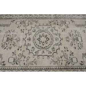 Tapis turc Vintage Beige traditionnel 5.1X9.2 pieds Patchwork Design laine Viscose matériel Latex support pour entrée chevet - Product Image 5