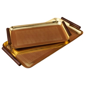 Juego de dos bandejas de chocolate Acabado en oro Plato de chocolate de diseñador hecho a mano Última llegada Bandeja de chocolate de diseñador - Product Image 1