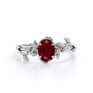 Bague de fiançailles en argent sterling 925 avec rubis de laboratoire 1 carat, coupe ovale classique, plaqué rhodium, pour mariage et fêtes - Product Image 6