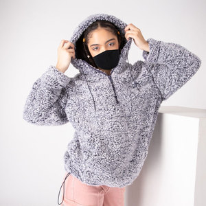 Sudadera CON CAPUCHA DE Sherpa de gran tamaño para mujer, jersey de lana informal de talla grande de algodón con bolsillo de canguro para Otoño/Invierno - Product Image 1