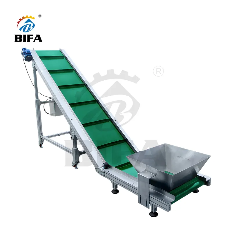 BIFA Corrugated Incline tolva elevadora Sidewall Lift Elevator Inclined Belt Conveyor with Hopper Bunker