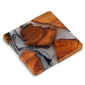 Wood and Resin Mug Coaster Wood <b>Cutting</b> Design Shape With Resin Coaster Handmade Wooden Tea Cup Coaster Best Quality - Product Image 1