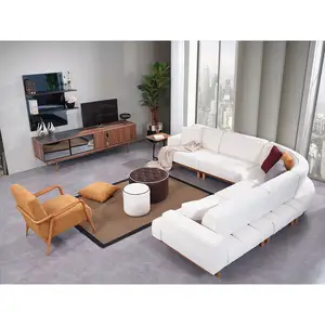 L Shape Folding Modular Corner Sofa Bed Turkish Furniture Rounded Corner Sofabed White Fabric