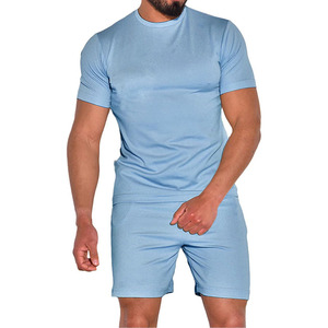 Conjunto Deportivo de Verano para Hombre, con Logotipo Estampado, Ropa de Gimnasio, Conjunto de 2 Piezas de Felpa Francesa Lisa, Camiseta y Pantalones Cortos - Product Image 2