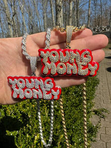 Colgante Hip Hop de Moissanita con Diamantes Estilo Young Money, Oro Amarillo de 18k Auténtico y Plata de Ley 925, Colgante de Moissanita VVS1 Unisex - Product Image 3