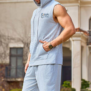 Latest Design <b>Men's</b> Solid Autumn <b>Sleeveless</b> <b>Hoodie</b> Made in Pakistan Street Style Wholesale Custom Cotton <b>Hoodie</b> - Product Image 6