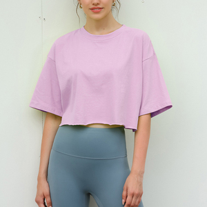 Sweats à capuche courts décontractés couleur unie 100% coton pour femmes pour le yoga respirant logo personnalisé sweats à capuche en coton uni pour femmes - Product Image 6