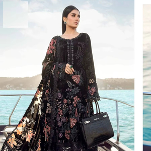 Coton rayonne avec auto-broderie lourde et impression numérique en coton avec broderie Dupatta - Product Image 1