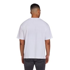 Camiseta de gran tamaño para hombre White 100% algodón 190 GSM Streetwear Staple Tee Impreso Front Back Logo Drop Shoulder Relaxed Fit Shirt - Product Image 3