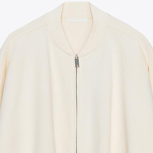 Sweat-shirt à fermeture éclair confortable pour femmes sweat-shirt zippé léger taux bon marché couleur unie et Logo épaule tombante réglable - Product Image 3