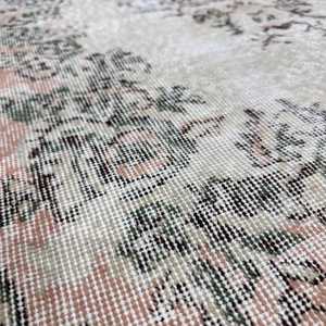 Tapis turc à accents orientaux 3,2x6,4 pieds, tapis en laine rose vintage - Product Image 5