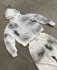 Survêtement de qualité supérieure en coton respirant, style vintage, étiquette personnalisée, design tendance, délavé au soleil, streetwear, délavage acide, 2026 - Product Image 4