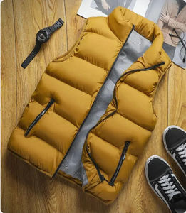 Veste et gilet pour hommes de grande taille Excellent manteau thermique sans manches en duvet Polyester pour hommes Sweat à capuche amovible chaud grande taille - Product Image 4