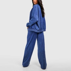 Ensemble de survêtements décontractés pour femmes avec logo personnalisé, coupe ample, effet délavé, 100 % coton de haute qualité, écologique et séchage rapide - Product Image 2
