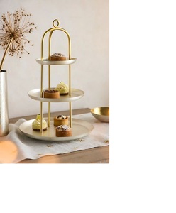 Support de présentation de nourriture à 3 niveaux en métal doré, support de buffet, support de dessert en gros, réchaud à buffet pour fête - Product Image 6