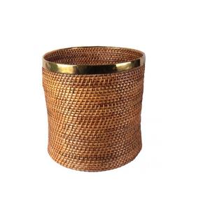 Cesta de lavandería decorativa de ratán hecha a mano con tapa y acabado natural, juego de dos para uso multifuncional. - Product Image 3