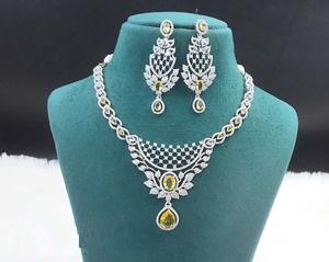 Designer Ethnic Statement <b>Jewelry</b> <b>Set</b>-AD Necklace and Earrings <b>for</b> <b>Brides</b> Parties and Festive Functions Brass on Sale! - Product Image 3