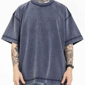 Camiseta de algodón pesado para hombre, ropa de calle personalizada, 300 GSM, hombro caído, diseño sólido, tela de Jersey largo, 100% algodón de alta calidad - Product Image 6