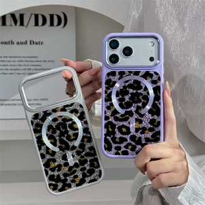 เคสโทรศัพท์หรูหราใหม่สำหรับ iPhone 18 <span class=keywords><strong>Pro</strong></span> Max/18 <span class=keywords><strong>Pro</strong></span>/17Air/16E/<span class=keywords><strong>15</strong></span> Plus/14 ลายเสือดาว แม่เหล็กกันตก ป้องกันแรงกระแทก แบบ 2-in-1 - Product Image 2