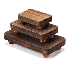 แท่นตั้งไม้3ชิ้นสำหรับจัดแสดงแท่นไม้สำหรับตกแต่งบ้านไร่แนววินเทจแบบชนบทห้องครัวแบบวางซ้อนกันได้ - Product Image 1