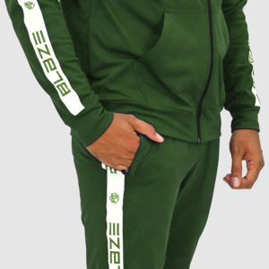 Ensemble de 2 pièces de survêtement de fitness avec fermeture à glissière intégrale personnalisé OEM Vente en gros conception de panneau de rayure latérale survêtement de sport personnalisé pour hommes - Product Image 5