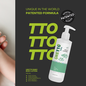 Loción corporal para bebés Uretto 200ml, loción hidratante para bebés con urea, vitamina E, aceite de manzanilla, glicerina, cuidado suave y calmante para la piel. - Product Image 3