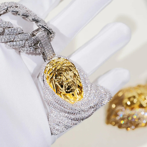 จี้และเครื่องประดับสวยงามแนวฮิปฮอปทางศาสนาของพระเยซูถูกทำให้เย็นลง925เงินสเตอร์ลิงและเพชรที่ใช้ในห้องปฏิบัติการ Vvs1ที่ปลูกในห้องแล็บ - Product Image 2