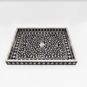 Bandeja con incrustaciones de hueso para ocasiones navideñas extra beneficiosas con bandeja para servir con incrustaciones de hueso de diseño floral - Product Image 6