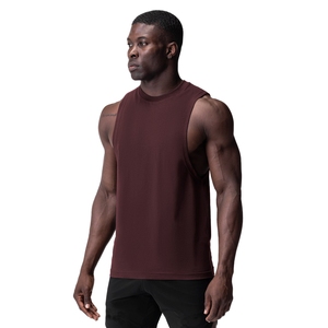 Singlet slim fit pour homme, débardeur léger, séchage rapide, évacuation de la transpiration, col rond, stringers, bras tombants, veste de sport - Product Image 5