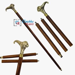 ไม้เท้าพับได้ทำมือ ด้ามจับหัวสิงโตทองเหลืองขัดเงา ไม้สีน้ำตาล ดีไซน์อาร์ตเดโค ความยาว 99 ซม. สำหรับใช้งานกลางแจ้ง - Product Image 3