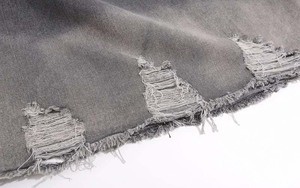 Ropa de calle personalizada rasgada bordado carta angustia chaqueta de mezclilla con capucha hombro caído Vintage lavado Denim lágrimas Sudadera con capucha para hombres - Product Image 5