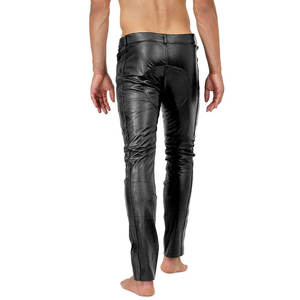 Pantalones de cuero de moda para hombre, cómodos, suaves, elásticos, ajustados, gótico, Rock, estilo Punk, pantalones de motorista transpirables - Product Image 6