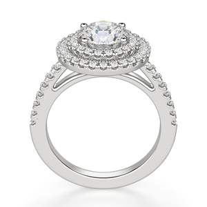 Anillo de Compromiso con Doble Halo de Diamantes Cultivados en Laboratorio, Corte Redondo, Chapado en Oro, Estilo Clásico, Anillo de Regalo para Aniversario y Boda - Product Image 4