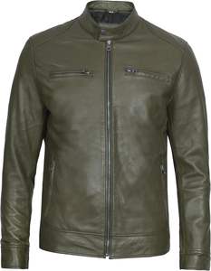 2026 Vintage Moto Biker veste pour hommes véritable manteau en peau de mouton avec col montant Streetwear avant Logo-pour le printemps et l'automne - Product Image 2