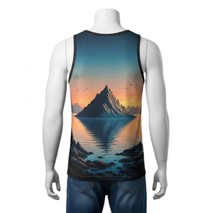 เสื้อกล้ามพิมพ์ลายระบายอากาศสำหรับผู้ชาย ผ้าโพลีเอสเตอร์ ดีไซน์แบบรีดร้อน น้ำหนักเบา เหมาะสำหรับใส่เล่นกีฬาหรือลำลองในฤดูร้อน ขายส่ง - Product Image 2