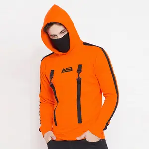 Hot Sale Pullover Hoodie Ninja Style for Men with Face Cover Latest Design with Panels on Both Arms OEM Apparel Manufacturer