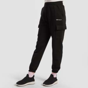Pantalon de sport Cargochill (noir) respirant, doux, décontracté, avec taille élastique, pantalon cargo avec technique froissée, taille XL et XS - Product Image 1