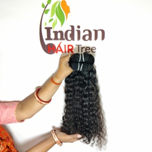 Raw Indian Natural Bundle Cutícula rizada alineada Venta al por mayor Mujeres que tejen extensiones de cabello humano de color negro de onda profunda suelta - Product Image 4