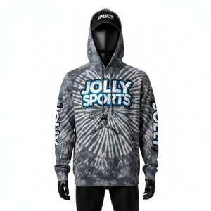 Sweat à capuche tie-dye premium pour homme, 330 GSM, en molleton de coton doux, style streetwear, gris bleu vibrant, logo personnalisé, sweat à capuche basique - Product Image 1