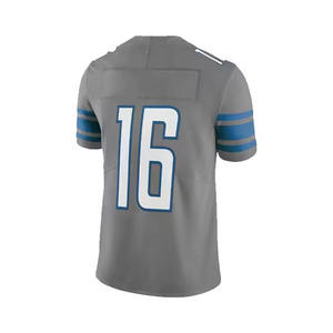 เสื้อฟุตบอลอเมริกันสีเทาสำหรับผู้ชาย หมายเลข 16 คอวี แขนสั้น ผ้าโพลีเอสเตอร์ซับเหงื่อ ชุดทีม - Product Image 3