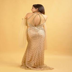 Robe de créateur ornée à la main avec des paillettes et des perles |   Robe de qualité supérieure pour mariages en bord de mer, événements en station balnéaire et exportation - Product Image 6