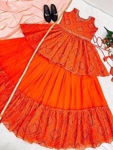 Diseñador de moda Lehenga con top y Dupatta Set con impresión digital de tela Georgette a precio al por mayor - Product Image 6