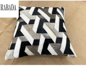 Handmade Collection COWHIDE Pillow <b>Cover</b> Fur Grey <b>Black</b> <b>and</b> <b>White</b> Navajo Design Patchwork <b>Cushion</b>-FREE Shipping - Product Image 2